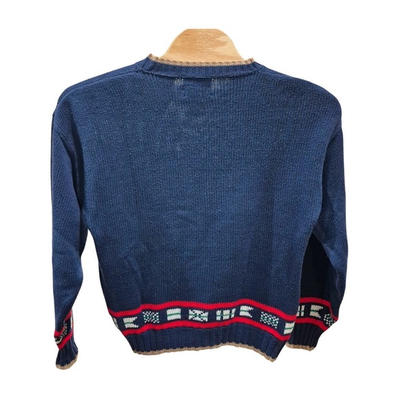 VTG Lake Harmony Rowing Club Nautical Cable Knit Sweater Crewneck 90s Men's L - Picture 3 of 7